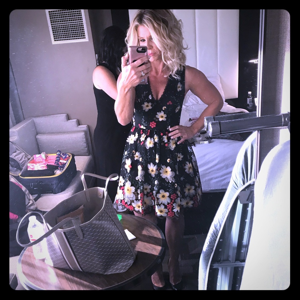 Alice and Olivia Embroidered Floral Dress